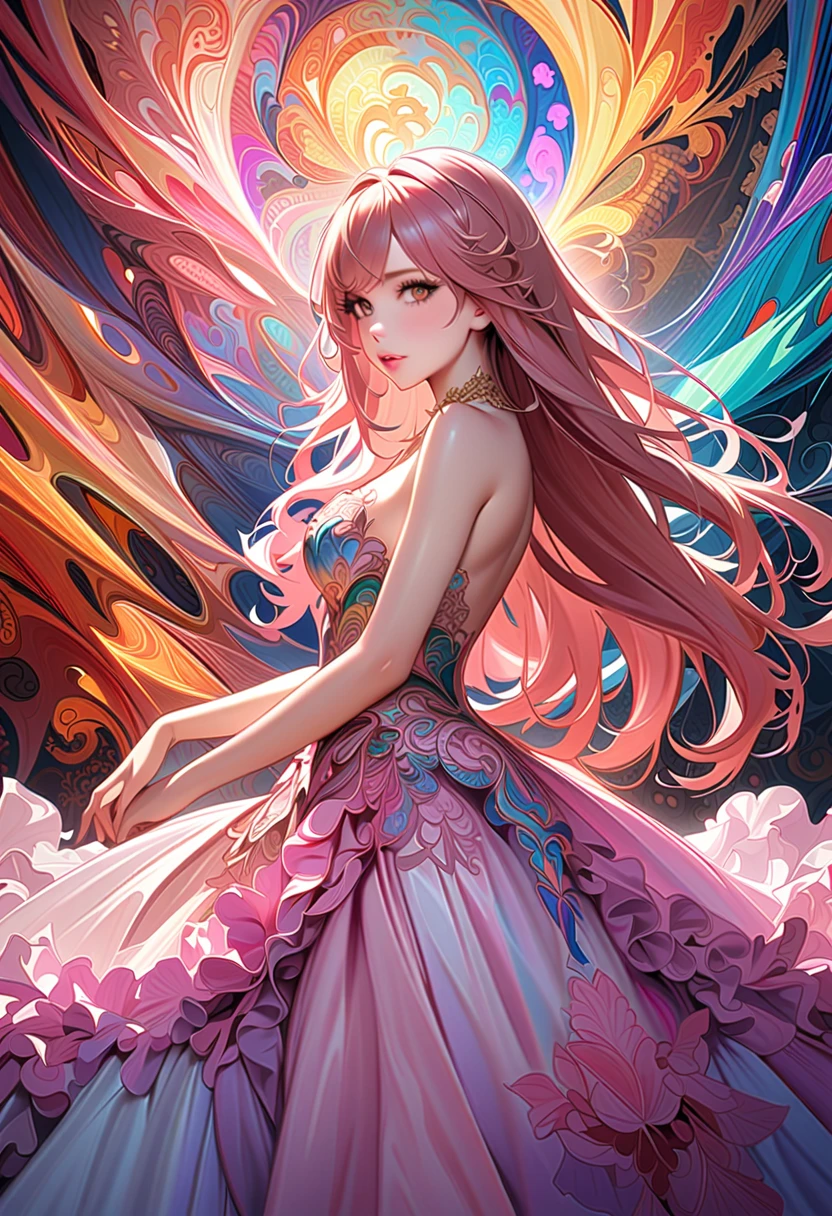 araffed woman in a pink dress sitting on a suitcase, wearing a dress of gossamer gold, long strawberry - blond hair, young nicole man, mylene farmer, park ji-min, dressed in a pink dress, hq scan, with very long blonde hair, style of lois royo, with long red hair, magazine scan, translucent dress, big ass, big tits, seductive, flirty,((8k quality)), ((best quality)), open legs, short skirt,((nsfw)), see through dress, spreading legs, ((wet)), ((no underwear)), ((no bra)), ((on hands and knees looking up)), ((ass in the air)), ((huge tits))