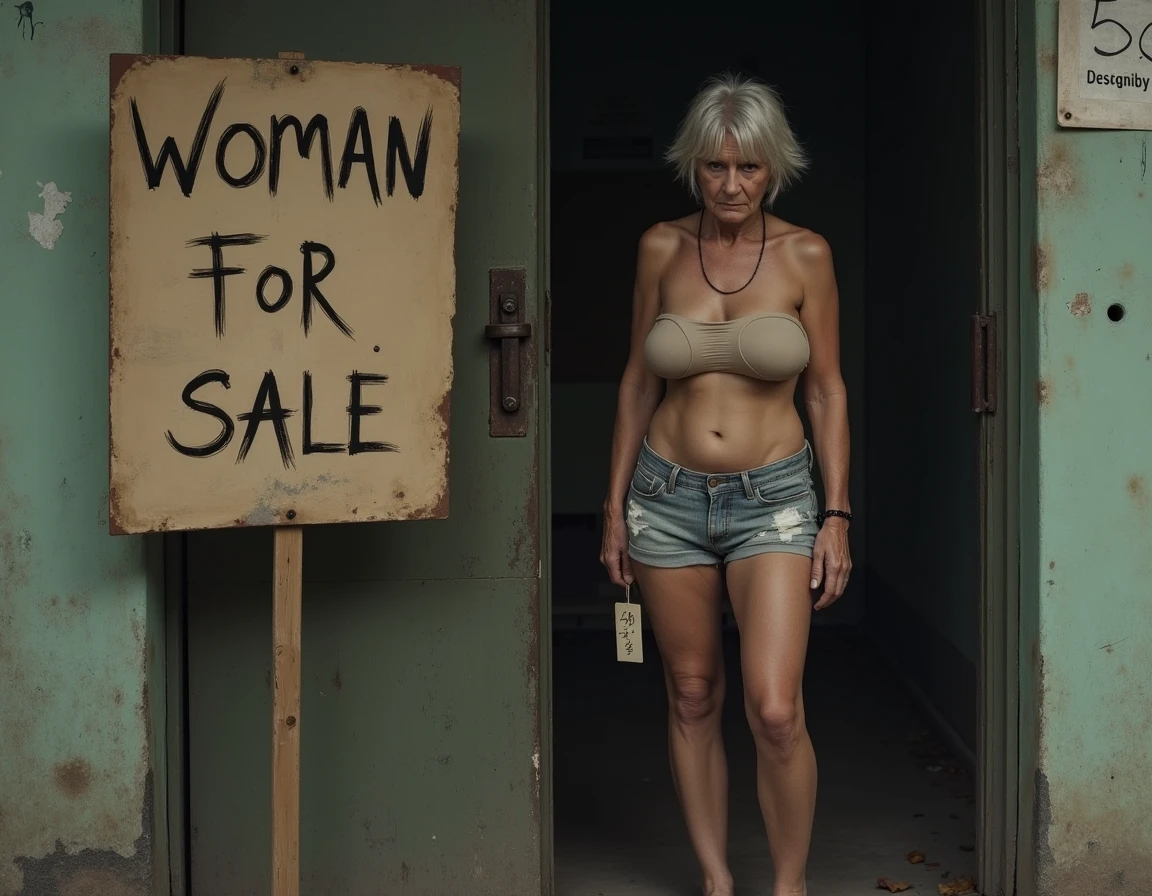 8K, photorealistic, photo of a 30 years old woman at the strip mall, with age-appropriate wrinkles, completely naked, pubic hair, standing, perfectly-centered, cowboy shot,