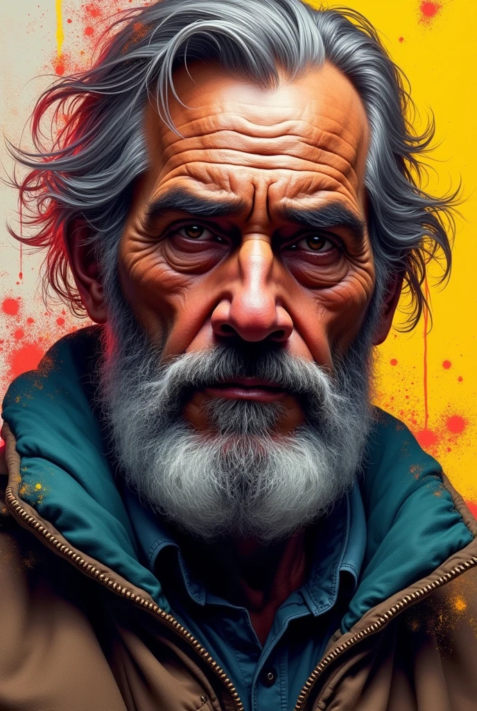A rough oil paint of a man being tempted everyday