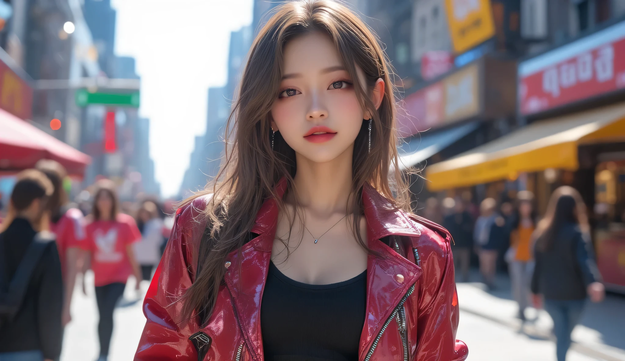 (((HD photo))), ultra high res.photorealistic:. 1.4, UHD, masterpiece, trending on artstation, portrait, upper body shot, 1girl, pretty, cute face, detailed face, most beautiful in the world, soft, delicate, (long red hair), large sagging breasts (wearing racing jacket), sunkissed, San Francisco bay, SFW:2
