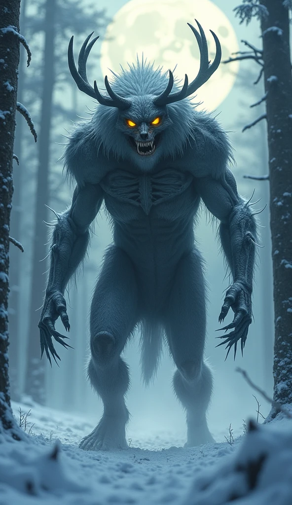 hyper detailed masterpiece, dynamic, awesome quality, yeti, Skeletal ghost, thin and fragile appearance, haunting and sorrowful presence, unfulfilled desires, eerie, unsettling