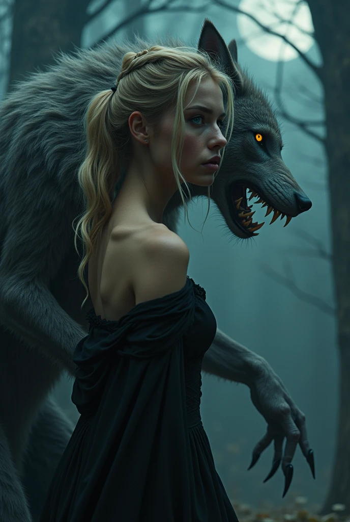 (1girl), Solo, Extremely cute, Amazing face and eyes, (Beautiful lovely smile), extremely long Blonde hair, (extremely detailed beautiful face), bright shiny lips, (small soft breasts:1.5), (ripped cotton clothes:1.5), (tattooed body:1.3), holding a gun in her hand, gun shot, (Best Quality:1.4), (Ultra-detailed), (A hyper-realistic, Photorealsitic:1.37), Beautiful fair skin, extremely detailed CG unified 8k wallpaper, RAW Photos, professional photograpy, Cinematic lighting, dense woods, (nighttime scene, Quiet Night Jungle:1.2), (A horde of attacking beasts:1.7), (run away desperately), (Silence, night sky:1.3),