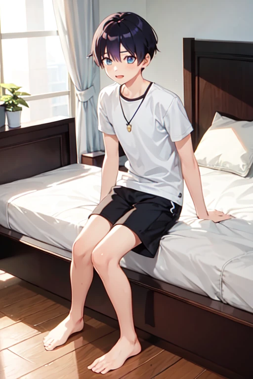 １４age　 one boy with w　 shorts　 bed