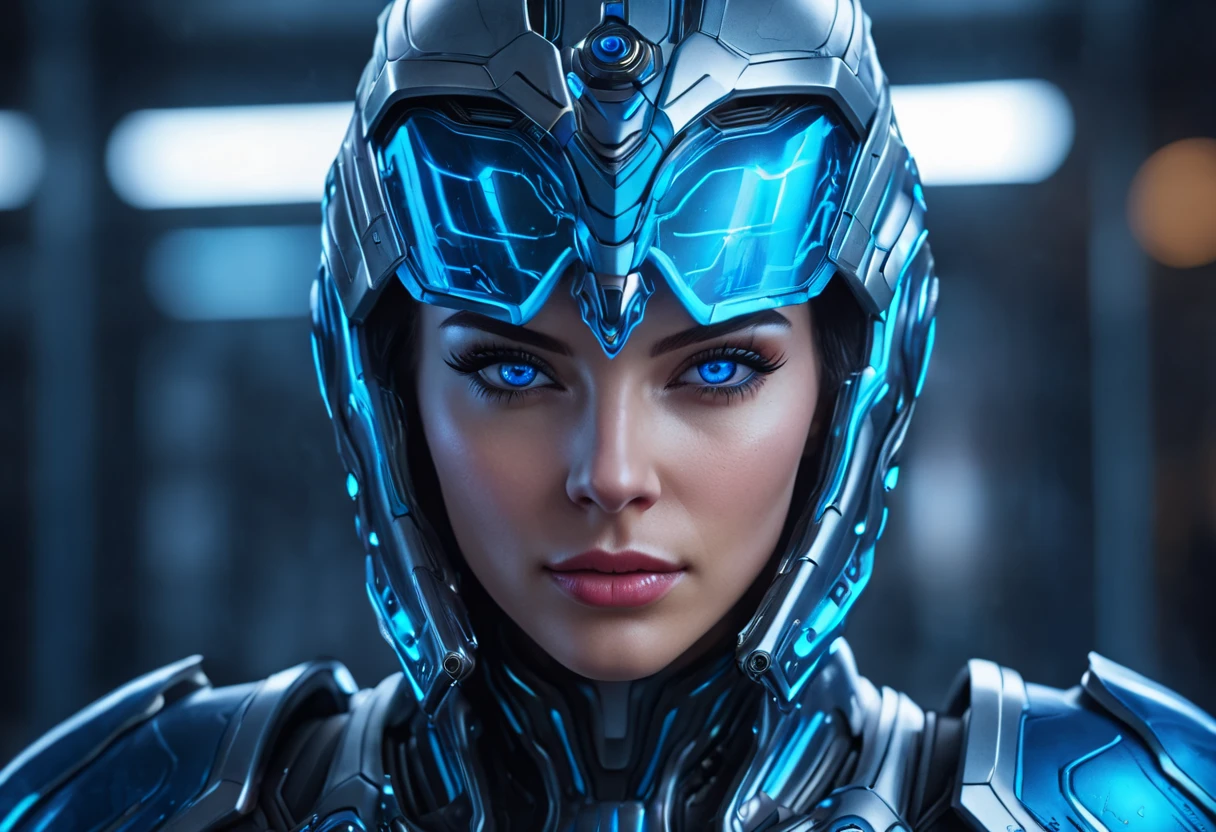 FACE WOMAN powerful armor, sharp look,
Frost, Calls, perfect details, (Best Quality, 4k,
High resolution, masterpiece:1.2), ultra detailed,
realist:
1.37, HDR, studio lighting, vivid colors, (cyberpunk,
Futuristic) style, lcy Blue Color Scheme, dynamic
lighting. MOD ULTRA FACE 8k laser eyes