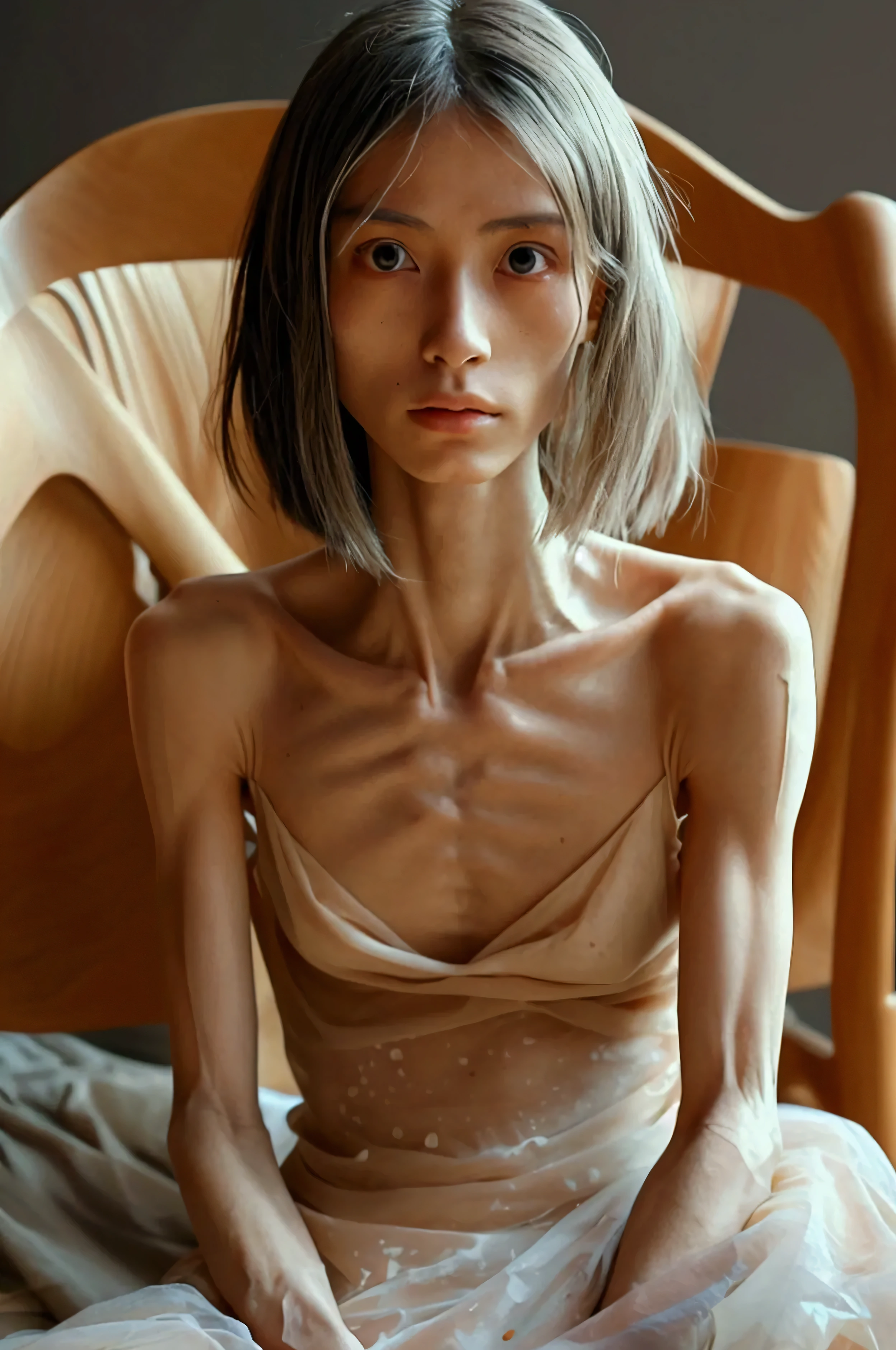 (skeletal!!!!!!!!!!!!!!). In a rococo atelier、(flat!!!! tiny!!!! chest),  very young!!!!!!, Oil painting nude model、 extremely skinny!!!!!!!!!!!! arms, anorexic!!!!!!, emaciated!!!!!!!!!!!!!, very skinny!!!!!!, (very short!!!!!!!!!!!!!!), (skeletal!!!!!!!!!!!!!!), tiny!!!!!. Highly detailed, 8K, short!!!!!!!!!, 1girll, boney!!!!!!, firered!!!!!! long wavy, curly hair, redhead!!!!!!!!!!!! , (Perfect_Face), Convoluted, Dramatic Lighting, 4K, Detailed_Background, Caustics, from a_Side!!!!!, (eye contact!!!!!), (looking at camera!!!!!!).