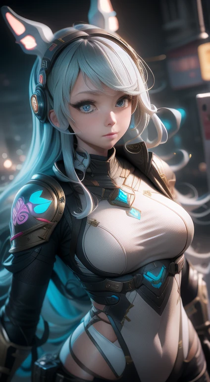 anime girl with white hair and blue eyes posing on a rooftop, ross tran 8 k, perfect white haired girl, ross tran. scenic background, city in the background, extremely detailed artgerm, ross tran style, cyborg - girl with silver hair, in cyberpunk city, trending on cgstation, oppai cyberpunk, in the style of ross tran, fanart best artstation, nude