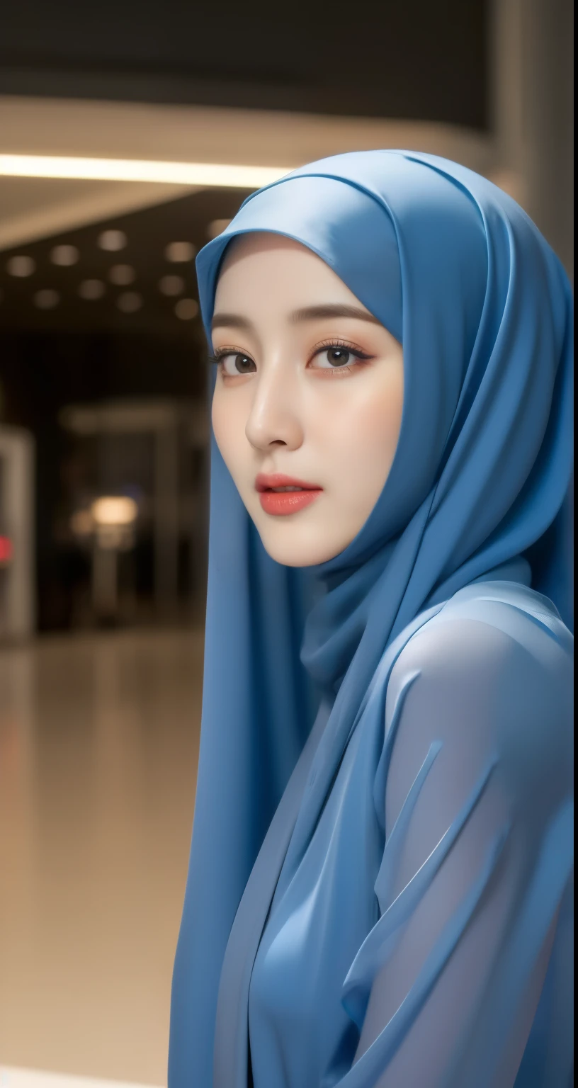 ​masterpiece, top-quality, 8K, absurderes, a beauty girl, kawaii, outdoor,half body, (fullnude:1.5), wearing blue pasmina hijab, hijab, accessories,nice body, No makeup, bukkake, Near and far law, depth of fields, A hyper-realistic, hight resolution, a picture, foco nítido, nffsw, face lights, 动态照明, Highest detail, Extreme details、ultra-detailliert、detaile、authentic skin、delicated facial features、Easy Negative