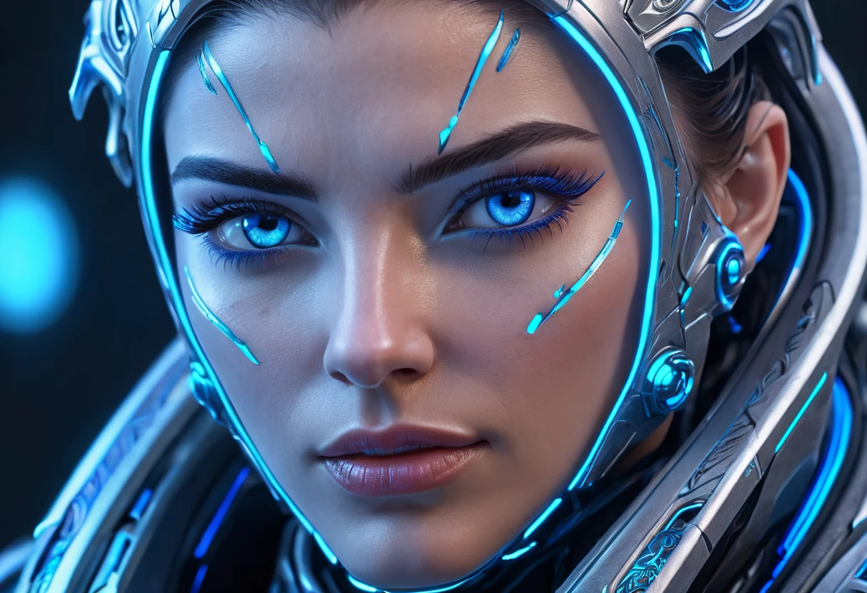 FACE WOMAN powerful armor, sharp look,
Frost, Calls, perfect details, (Best Quality, 4k,
High resolution, masterpiece:1.2), ultra detailed,
realist:
1.37, HDR, studio lighting, vivid colors, (cyberpunk,
Futuristic) style, lcy Blue Color Scheme, dynamic
lighting. MOD ULTRA FACE 8k laser eyes