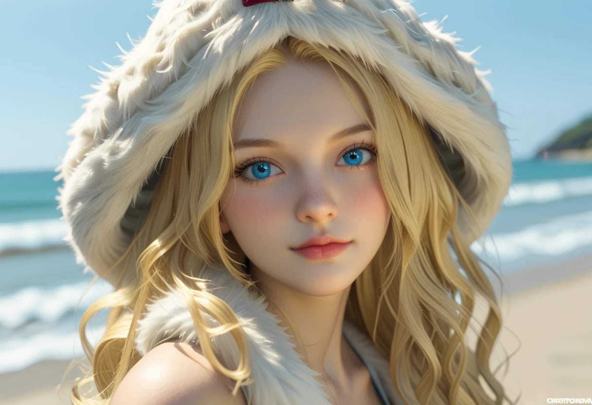 blond woman with blue eyes and fur hat on beach near water, karol bak uhd, beautiful nordic woman, portrait of nordic girl, anna nikonova aka newmilky, long blonde hair and blue eyes, pale skin curly blond hair, long blonde hair and big eyes, winter princess, inspired by Konstantin Vasilyev, fur hood, trending on 500px stoi na piasku przed widzem czarne krótkie poszarpane włosy wiatrem , srebrne lustrzane modne okulary ((zgrabna szczupła ))8k ULTRA HD 3D kobieta w czerwonyn neonowym bikini ,na plaży w tle piękne lazurowe morze , duże jasne świecace słonce z rozchodzacymi promieniami na boki ,małe piersi wąskie biodra szczupła , , światło studyjne , błyszczaca mokra odbijajaca światło skóra , wyrazista powabna mina . kuszące sexowne spojrzenie potrzy z dołu na widza , tusz do rzęs , szczupła zgrabna sexowna , duże błyszczące czerwone usta, duże niebieskie błyszczace oczy , , fotorealizm , 3D HQ