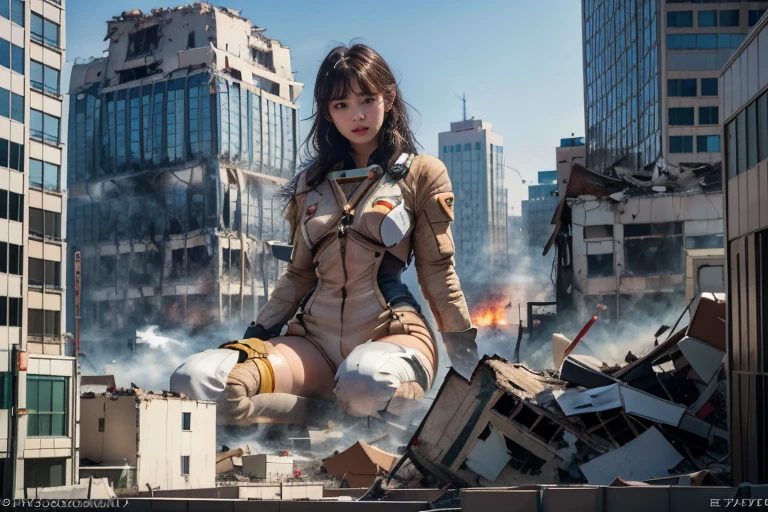 ((top-quality、In 8K、​masterpiece:1.3、 RAW photos ))、 Ultra HD photos , Japaneseトップアイドル  perfect beautyを持つ女性たち,  perfect beauty, (( giant))、((Put on a space suit)),  Destroying Buildings  、 ((港の Destroying the City )), (Photographically: 1.4), (Ultra high detail), ( Surprising Minimalism : 1.4), ( realistic : 1.3), (Sleek lighting: 1.05),  one girl , Alone, (Japanese),　 20 years old, whole body, (( camel toe)), (( giant)), ( NFS W ),  size difference  , (( Destroying the City )), (Rampage:1.4),  Destroying Buildings  , cinematlic lighting,  Harikai Fotu, Chuo-ku, Tokyo, ((( Thin Thighs ))), (( perfect beauty)), ((The most beautiful face)), (( transcendental beauty)), (((Slender, perfectly shaped body))), ((Burning buildings)), ((The fugitive々)), ((Burning buildings)), ((cigarette)), (( giantを攻撃する戦闘機)),