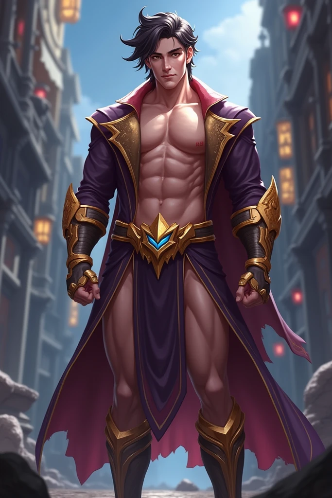 dungeons & dragons rpg very young male short and purple skin and fey halfling with very small pointed ears, sorcerer casting spell, full body image