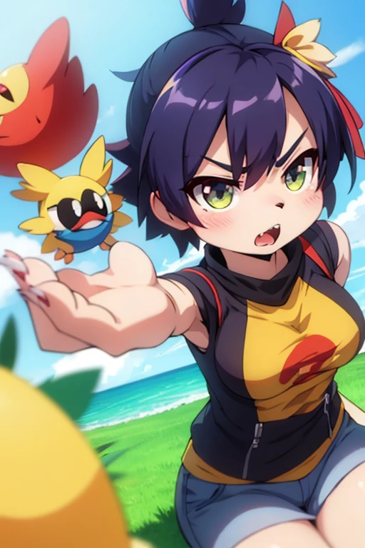 Female furry purple angry bird 2d anime style 