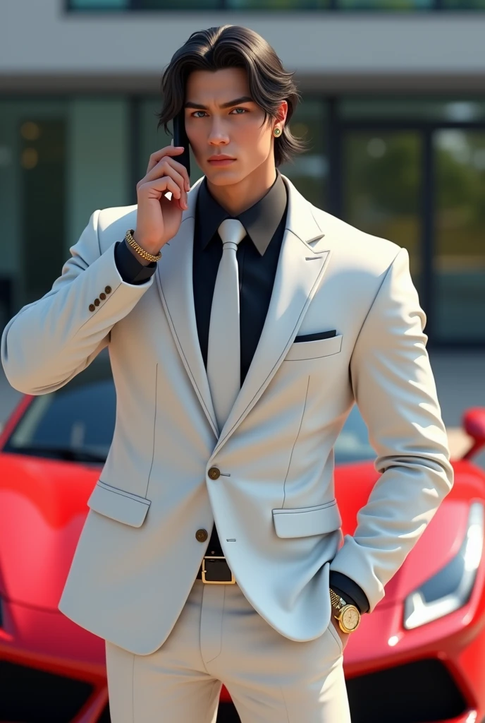 man in shirt and suit with sunglasses ((melhor qualidade)), ((cyberpuk)), (detalhado), rosto perfeito