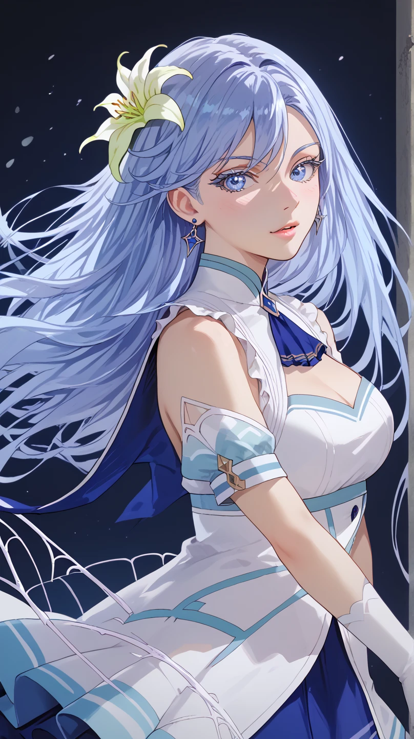 (Vladilena Milize), (Vladilena), light blue hair, blue eyes, anime style, spider lily glade