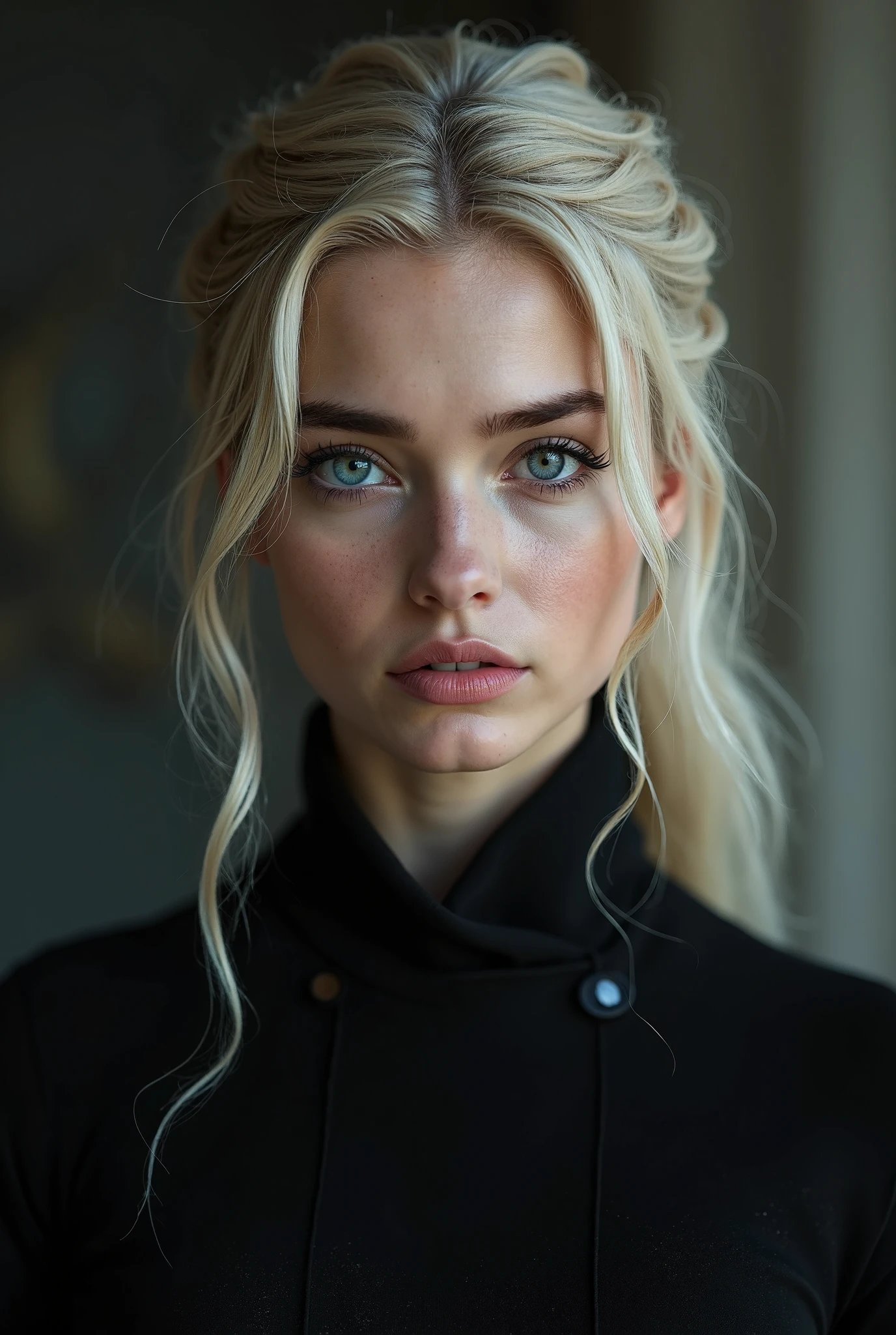 white shirt,upper body,choker,blonde hair,amablitz