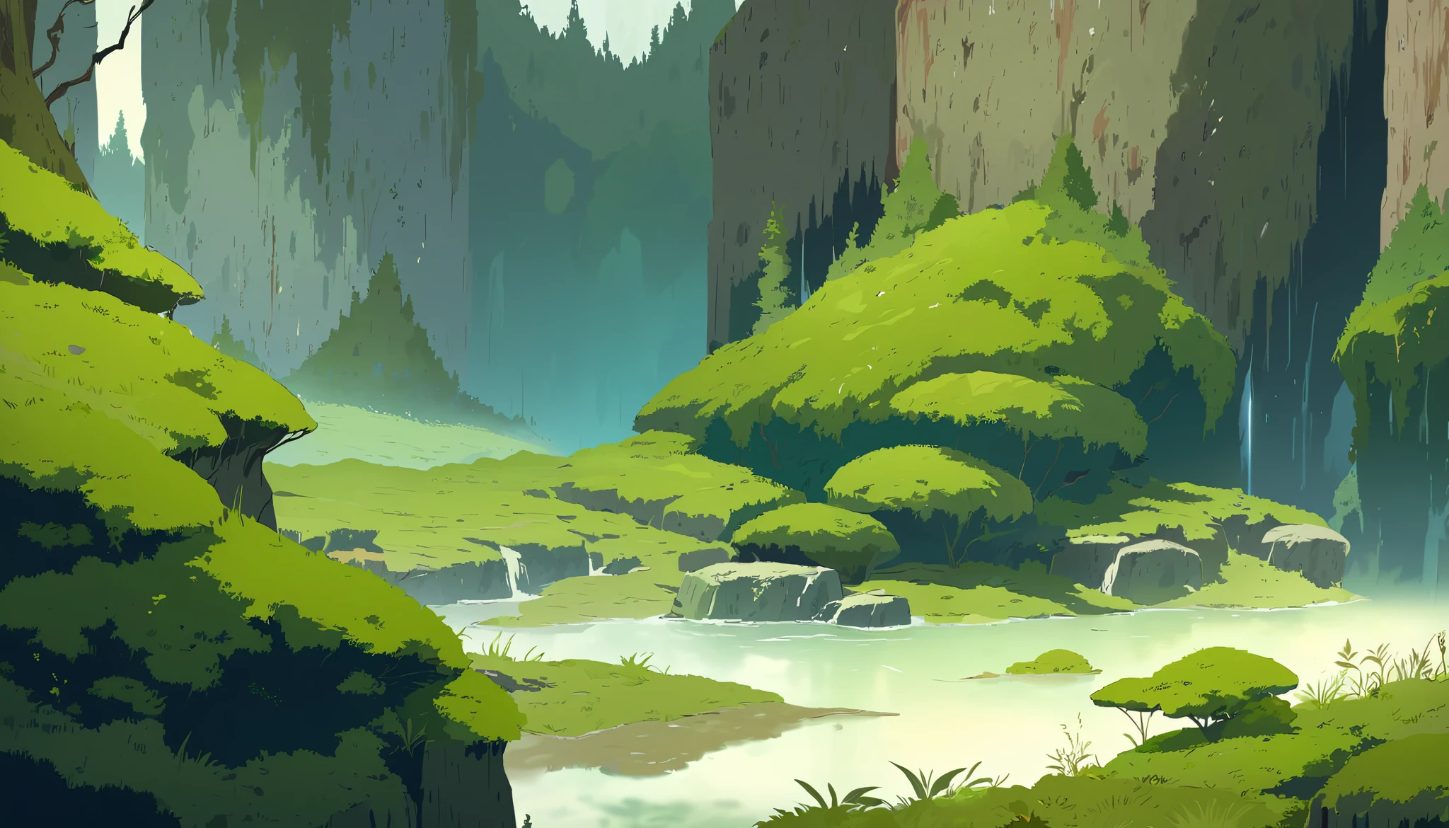 Moss Landscapes ,Studio ghibli inspired