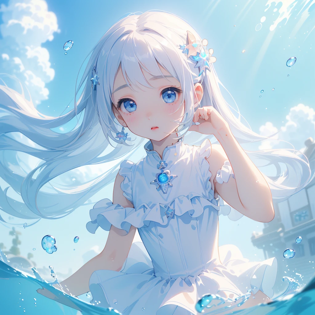 (masterpiece, best quality),illustration,(Cinematic Lighting),extremely detailed CG unity 8k wallpaper,intricate details,beautiful delicate eyes,colorful reflection,extremely delicate and beautiful hair,very beautiful delicate anime face,nsfw,
(1loli:1.15),(dewy blue eyes),floating silver hair,smile,(glint,sitting),see-through pajamas,hair_bow,slender legs,[[hair between eyes]],
sunlight,(colorful flowers,flower petals:1.2),blue sky,wind,spring,beautiful detaled water,spray of water,cottagebackground,cloudy,<lyco:GoodHands-beta2:1.0>