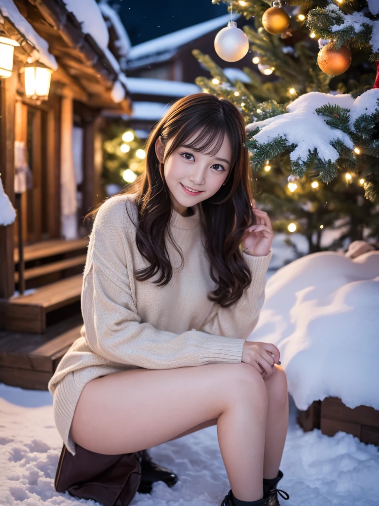 (Best Quality,4K,hight resolution,masutepiece:1.2),Realistic,Christmas,girl (),Hugging a big teddy bear,Wear warm clothes,Snow falling in the background,Winter wonderland,Joyful expression,Magical atmosphere,Soft lighting,Vivid colors,Happiness,laught,Welcoming environment,Warmth,Smiling eyes,Curly hair,Shimmering decoration,Twinkling lights,wrapped present,Rooftop with Santa Claus and reindeer flying in the distance,magic snowflake,christmas tree with ornaments,log cabin,curl up near the fireplace,Peace and quiet,Excitement and anticipation,Snowy landscape,childhood innocence,Enchanted moments,Playful laughter,Upholstered stockings,love and togetherness.thighs thighs thighs thighs、off shoulders