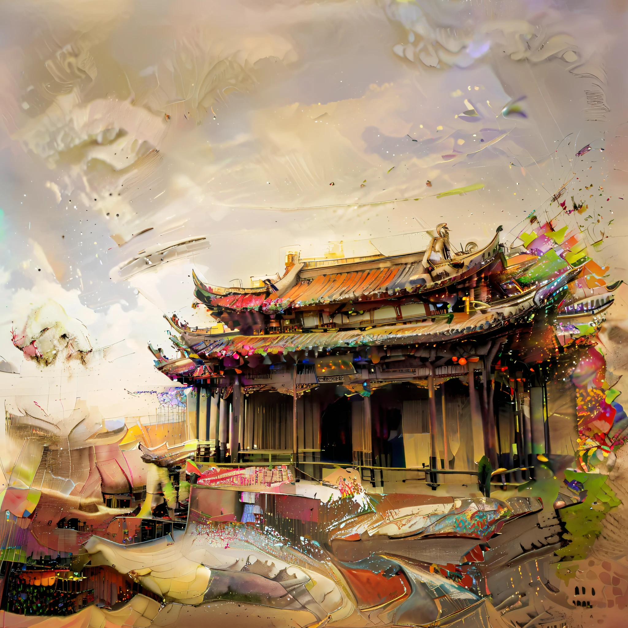  Zentagle Extreme Effects ,  surrealism , ((Wind Pillow )),  de S  ,   landscape artwork 。 colorful colors scattered  ,  fantastic surrealist ,  elegant , Storm clouds ,  Beautiful High Definition by Daniel Merriam,  Ivan Believin ,  Ernst Haeckel ,  Joe Fenton ,  Alphonse Mucha,   The theme is East Asian architecture at Artstation 。