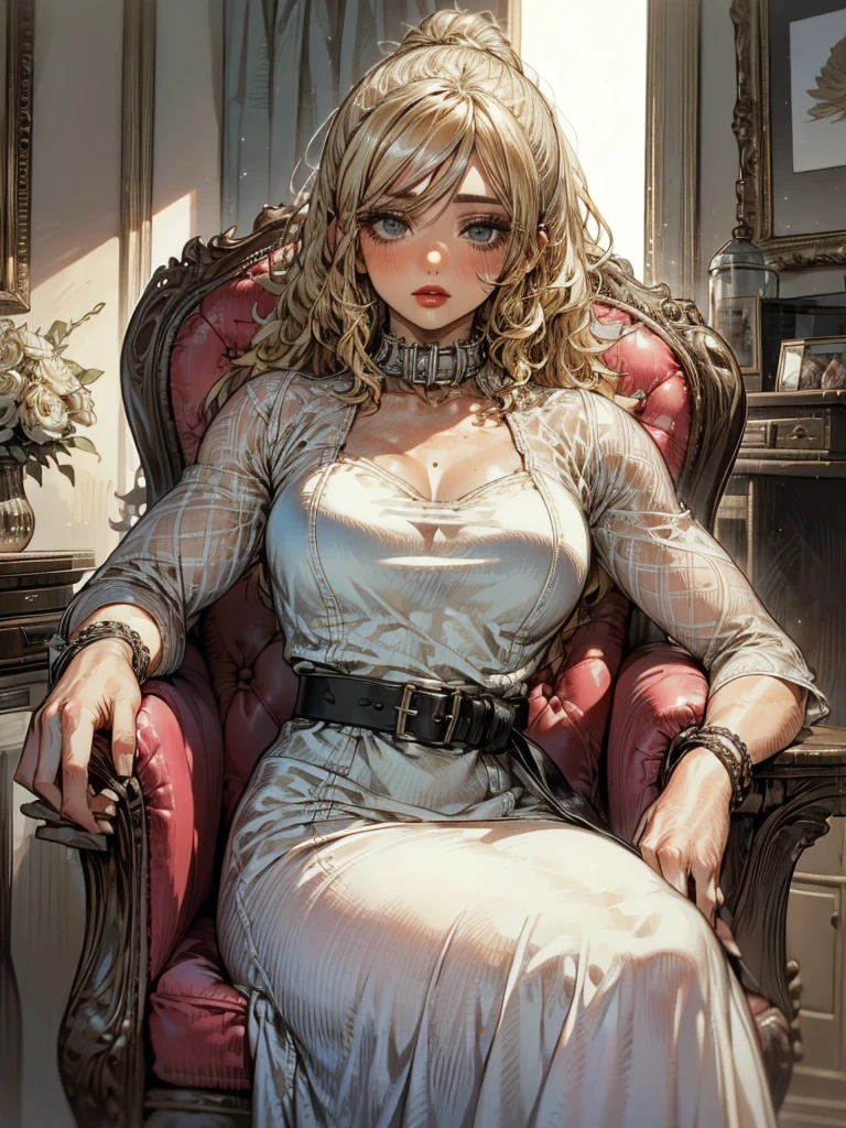 Aristocratic young woman、blond hair、Blue-eyed girl、Shortcut Bob、Carrier Woman、Urban skyscrapers、Black suit、Open in front of jacket、Cleavage braless areola、Mini Tight Skirt Slit、Girl with blonde hair and blue eyes、beautifully、thinly((White sheer blouse、Black silk underwear、Underwear bite、Sexy Pose、Lower body slender、back view、Look at the window、stick out ass、On all fours、Buttocks facing this way、Hair is short bob female,、((White sheer blouse))、No Bra、Underwear bite、Sexy Pose、Lower body slender、Behind the woman、There are windows showing the different buildings of the city(absurdity、high definition、super detailed)、