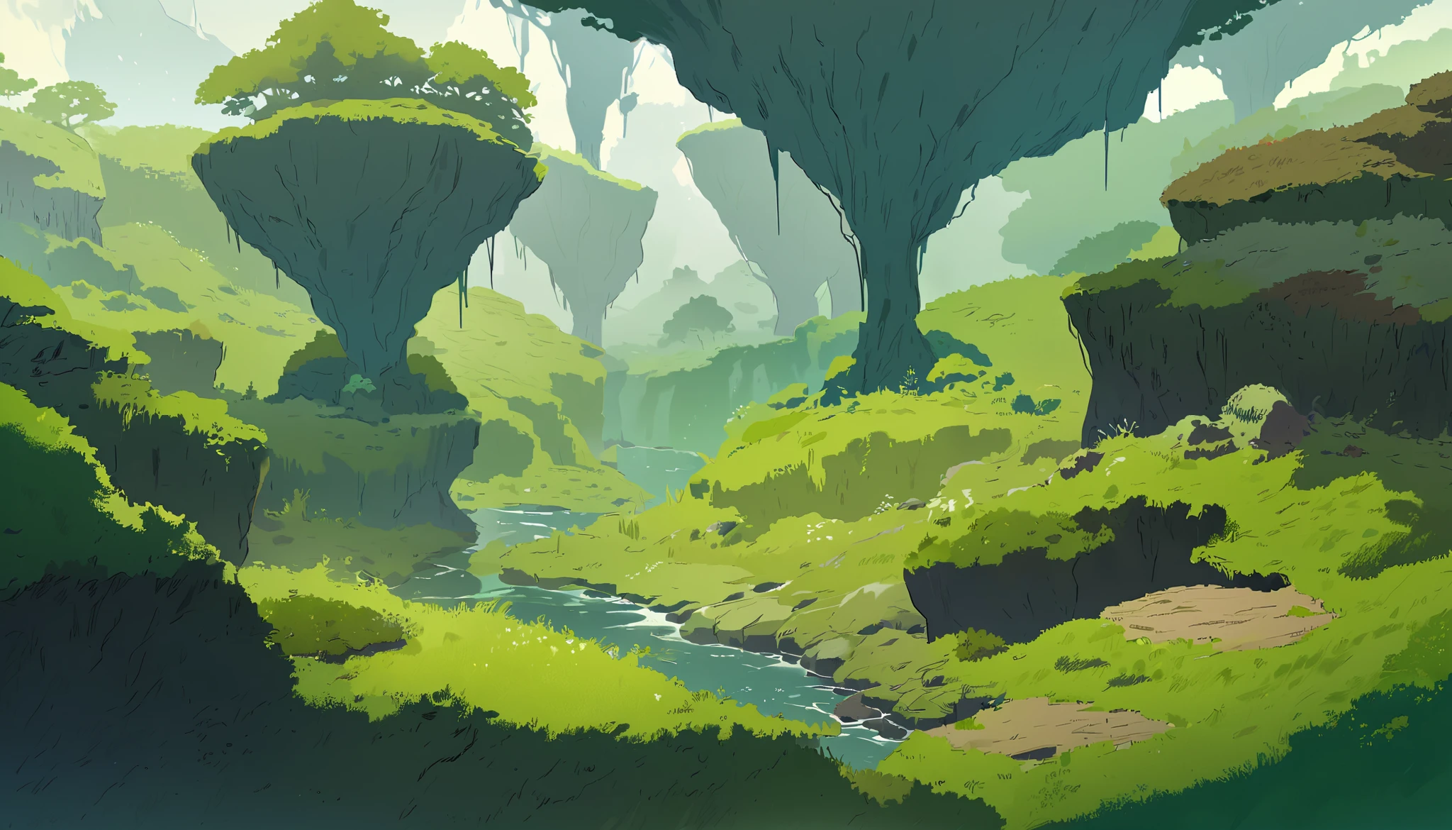 Moss Landscapes ,Studio ghibli inspired