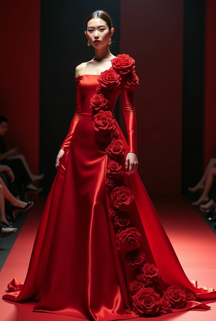 beautiful sexy woman, beautiful avant-garde style, full length , Beautiful red clothes ,  Accessories 