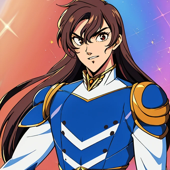 (  best quality ), (Overall view), beautiful young prince handsome sparkling Power Rangers suit 、18 years old 、 toned and muscular  、With a cool and handsome face  、Tall 、 long hair 、 long bangs  
