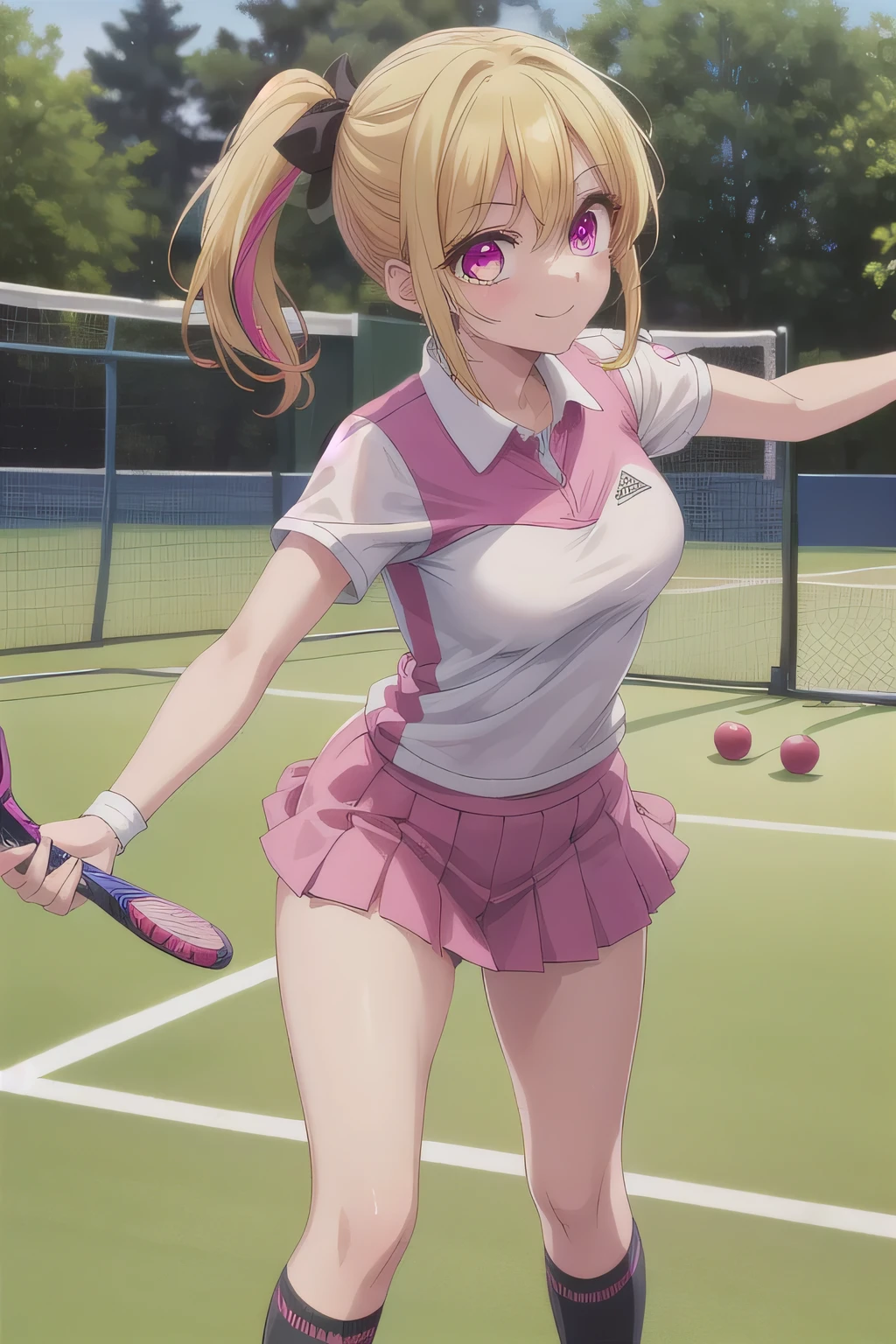 (masterpiece, best quality),  intricate details,
1girl,      <lora:Mococo_Abyssgard-10:0.8> mococo_abyssgard,  dog ears, choker, blue eyes, tennis court, tennis outfit, skirt,