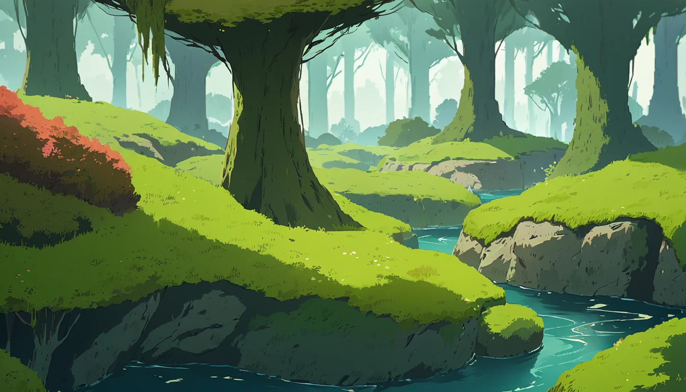 Moss Landscapes ,Studio ghibli inspired
