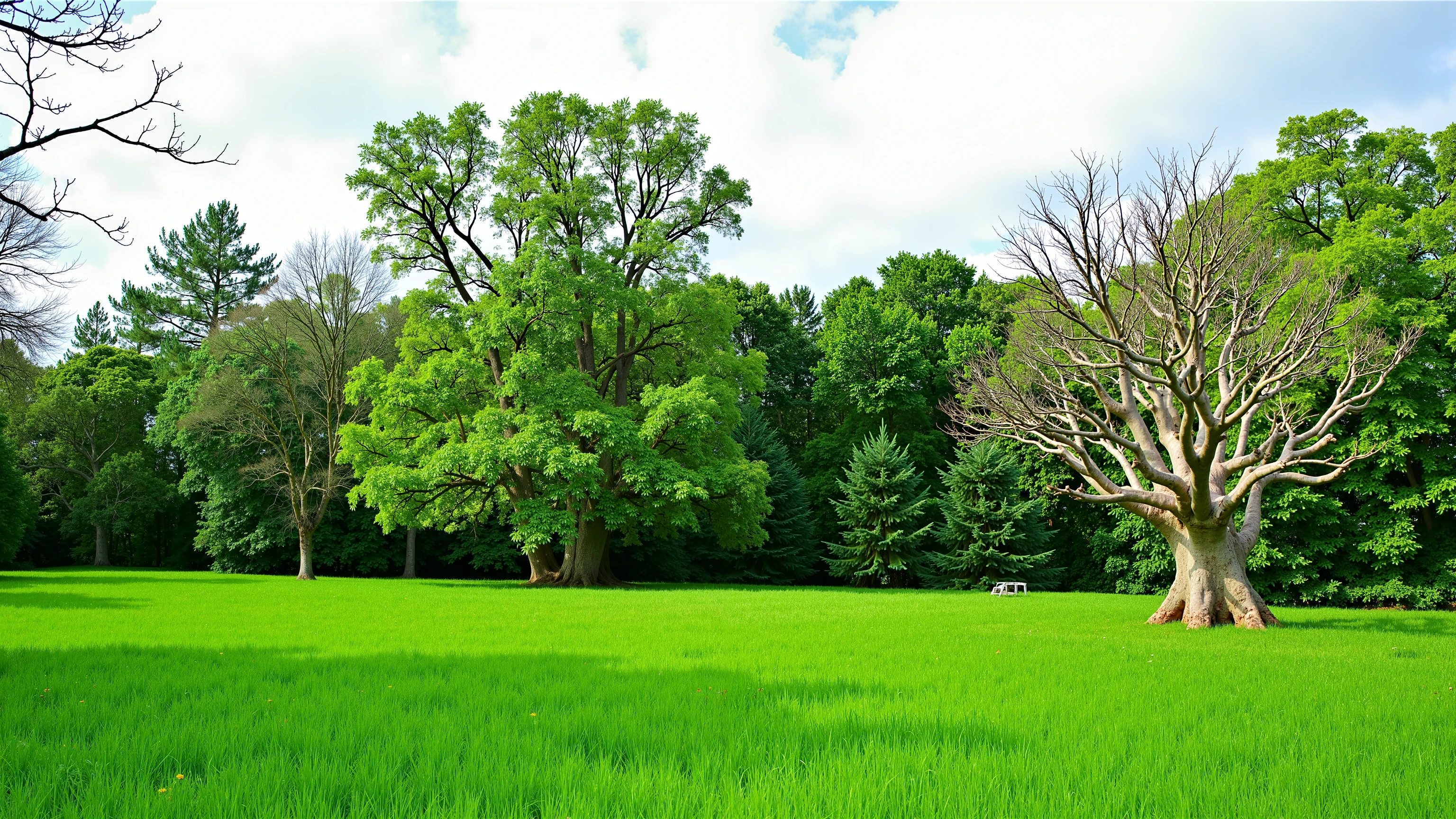 There is a large field with a tree in the middle of it - SeaArt AI