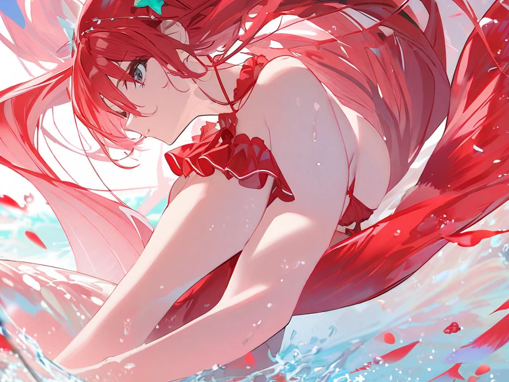 Girl vs、Red bikini armor、armure、Tangled in tentacles、Wall of flesh、small、small裤衩、CK、Open your crotch、、、embarrassed from,Back Shadow,big ass