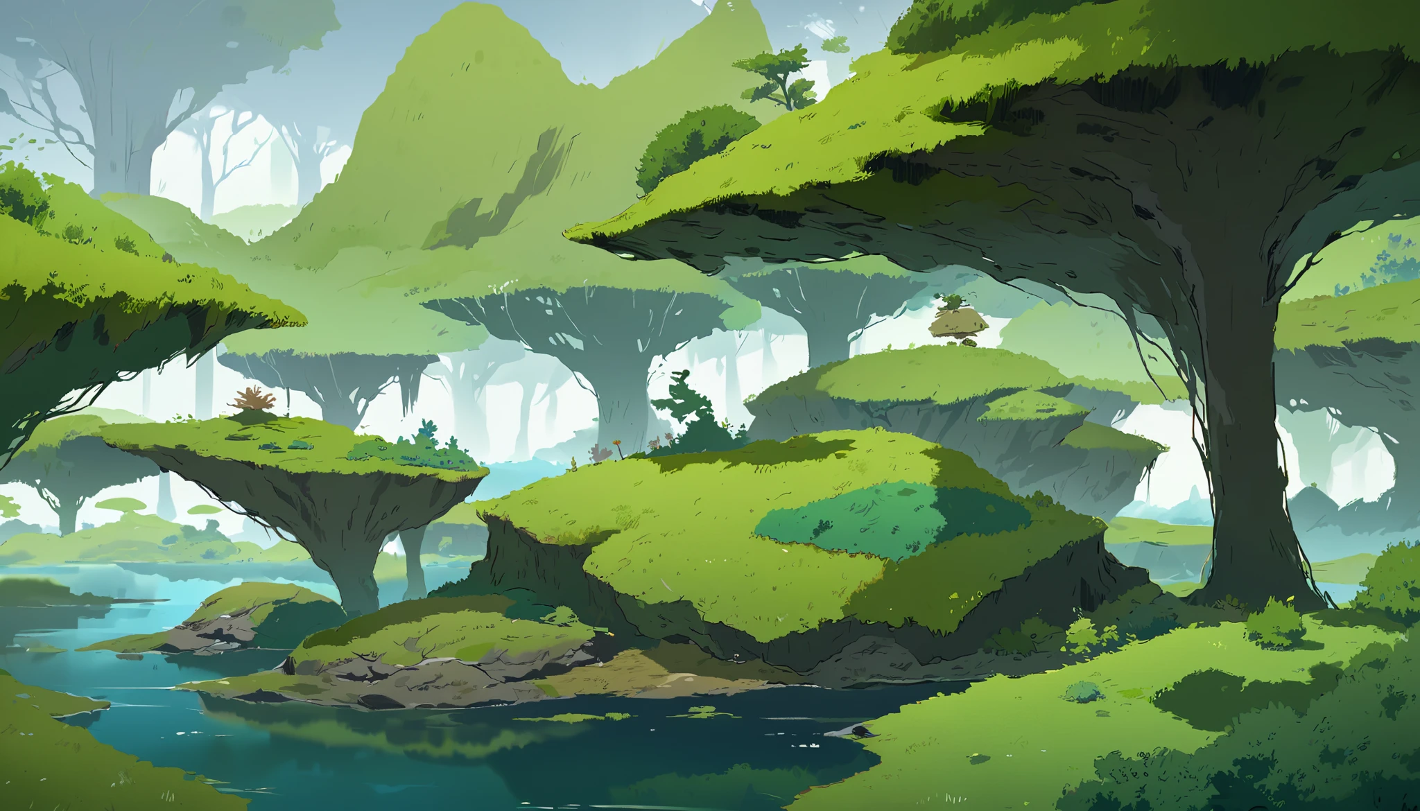 Moss Landscapes ,Studio ghibli inspired
