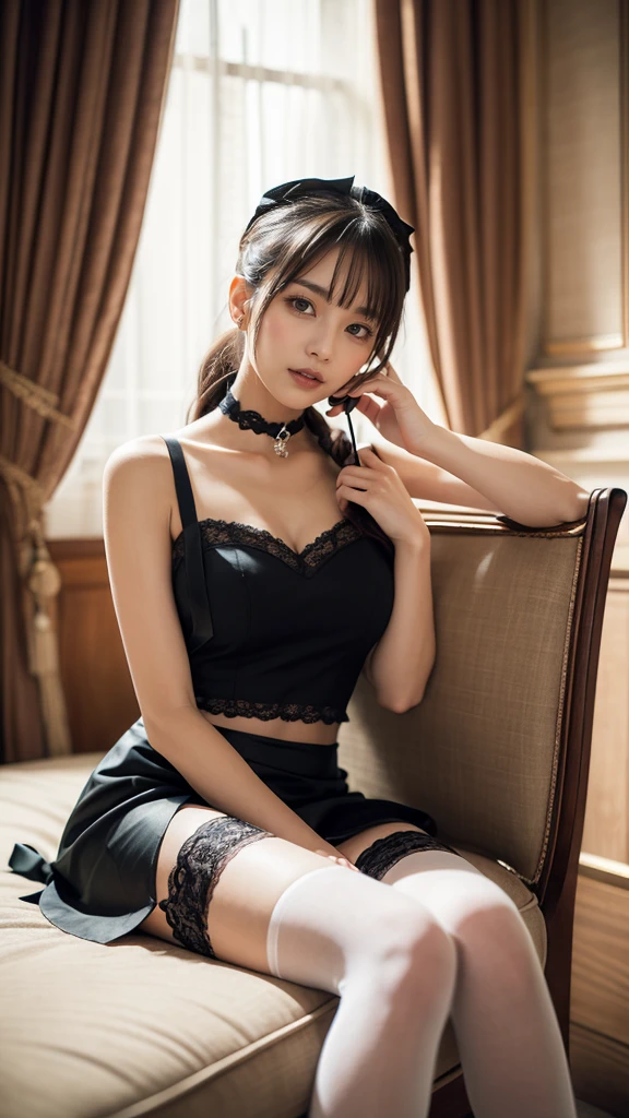 Highest quality, 16K high resolution, super detailed, masterpiece, Capture directly, reality:1.4, surreal:1.4, Sharp focus, very delicate and beautiful, small detail, 1 female, (Asia:1.2), (red hair), (tie your hair to the right), (spread) your leg:1.3), (no underwear:1.3), (NSFW:1.1), (groin sitting and peeing on the table), (supper beautifull), (Nice face:1.5), (Hair tied in 2 ponytails, wear socks), (detailed face), (beautiful and beautiful eyes), Perfect round eyes, (detailed lips), Lipstick, (eye liner), mascara, eye shadow, (White pen skirt see through white vest), White shirt, tie, At NSFW, big breasts, pink nipples, The girl inserted her hand into her vagina, girl touching her chest, gun, big breasts F cup, groin sitting and peeing on the table ăn, piss