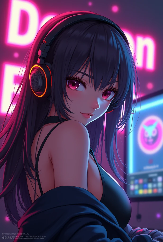 hot anime girl with big boobs gamer girl