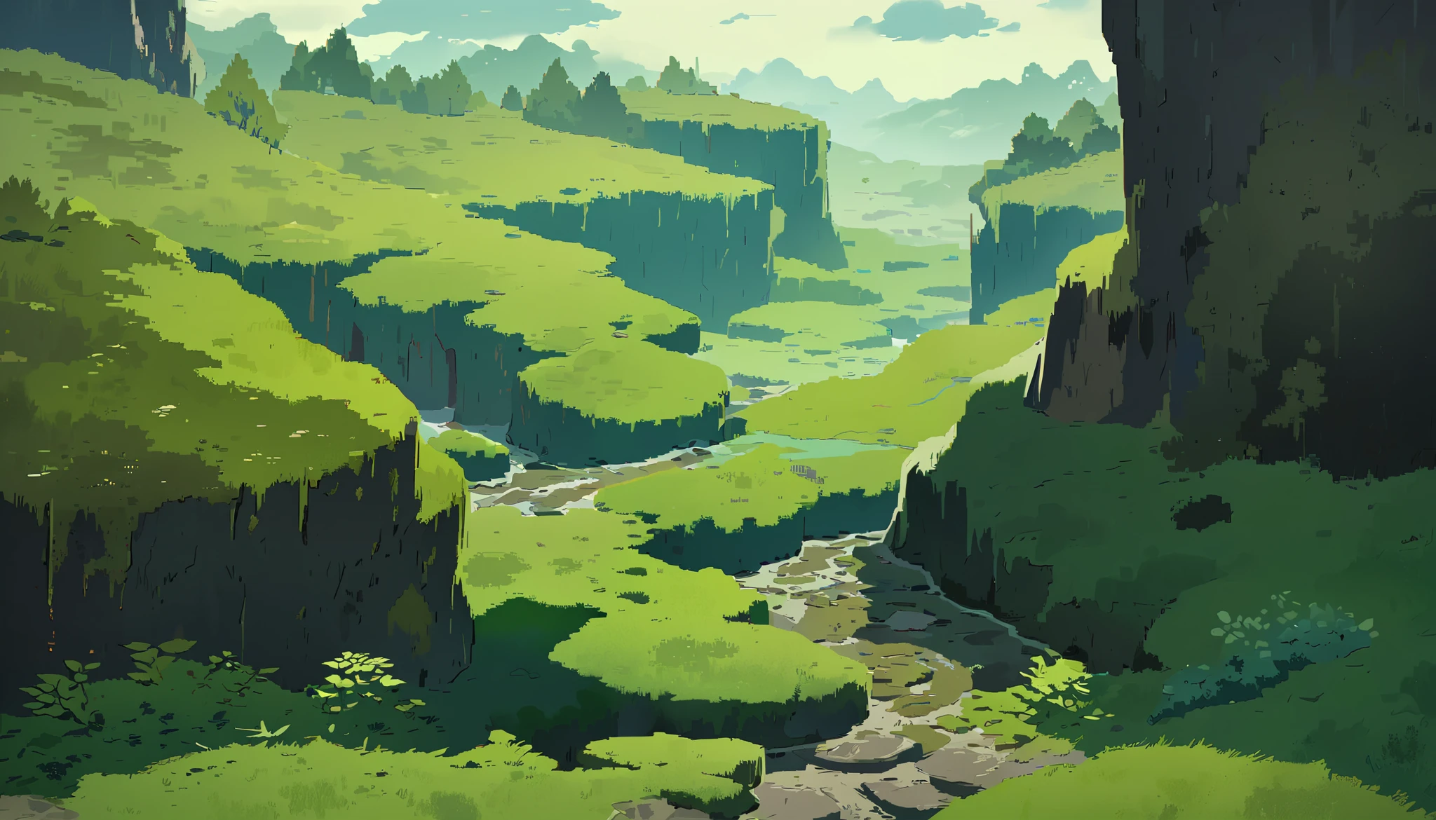 Moss Landscapes ,Studio ghibli inspired
