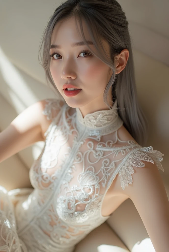 Highest quality、masterpiece、Delicate and beautiful face、Eye and facial details、Beautiful woman、Cosplay、Medieval European Background、Textured skin、Super Detail、Attention to detail、Silver Hair、black eye、Short Hair、Tattoo、Expressionless、Android、mechanical