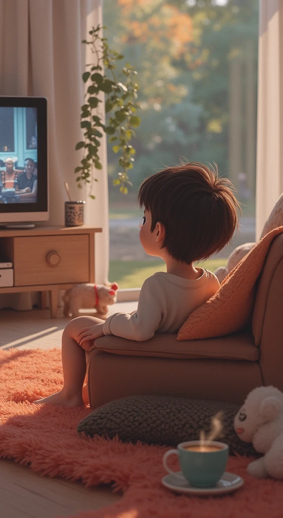A young boy with,Watching TV