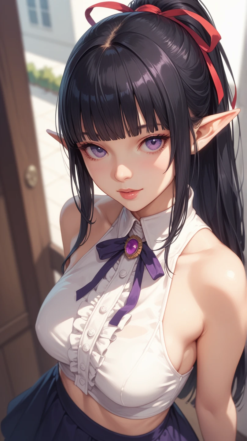 ((top-quality)), ((masterpiece)), ((realisitic)), (detaileds),animesque、anime styled、Close up portrait of woman with gray hair color、elf ears,Beautiful shining eyes, Like crystal clear glass、4K high-definition digital art、stunning digital illustration、Stunning 8K artwork、colorfull digital fantasy art、Colorful and bright、beautiful digital works of art、Colorful Digital Anime Art、Portrait of beautiful woman、8K HD Digital Wallpaper Art、 Gorgeous Digital Painting