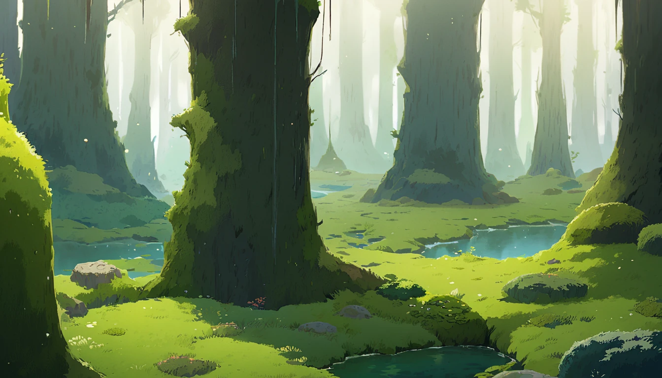 Moss Landscapes ,Studio ghibli inspired
