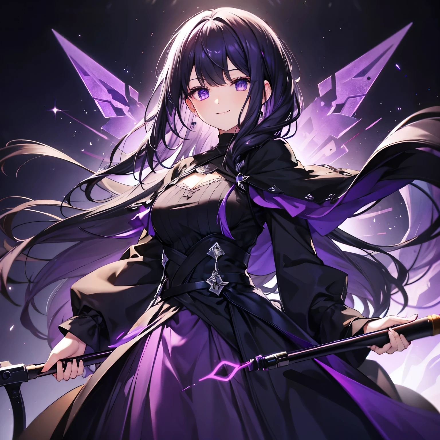 Anime girl with purple hair and a black dress posing for a photo, Anime Moe Art Style, Enchanting anime girl, , Devil Anime Girl, Anime Monster Girl, By Ren, Anime Style 4k, Tear from Overlord, Bloodstained, Nightcore, [ 4k digital art ]!!, Naughty anime style