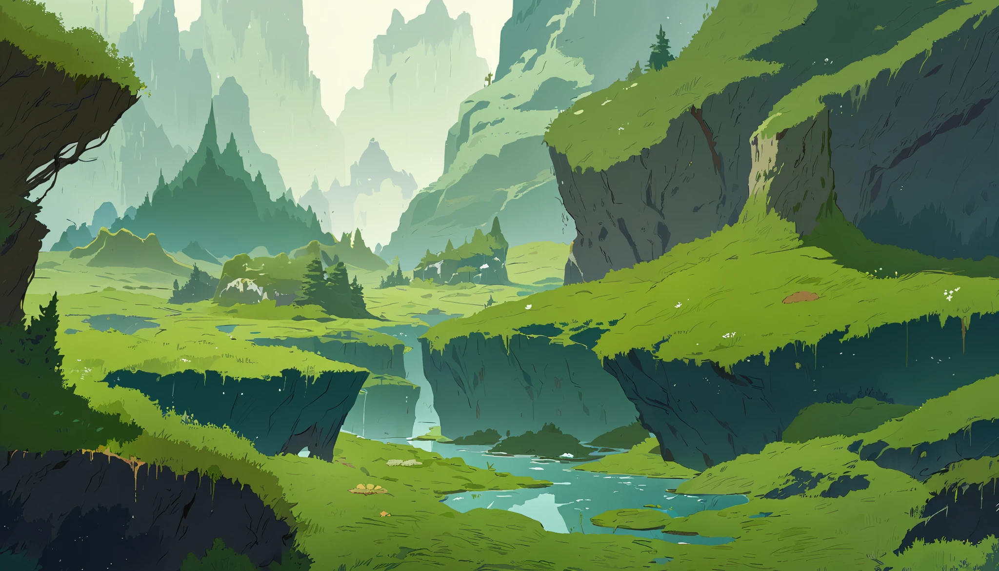 Moss Landscapes ,Studio ghibli inspired