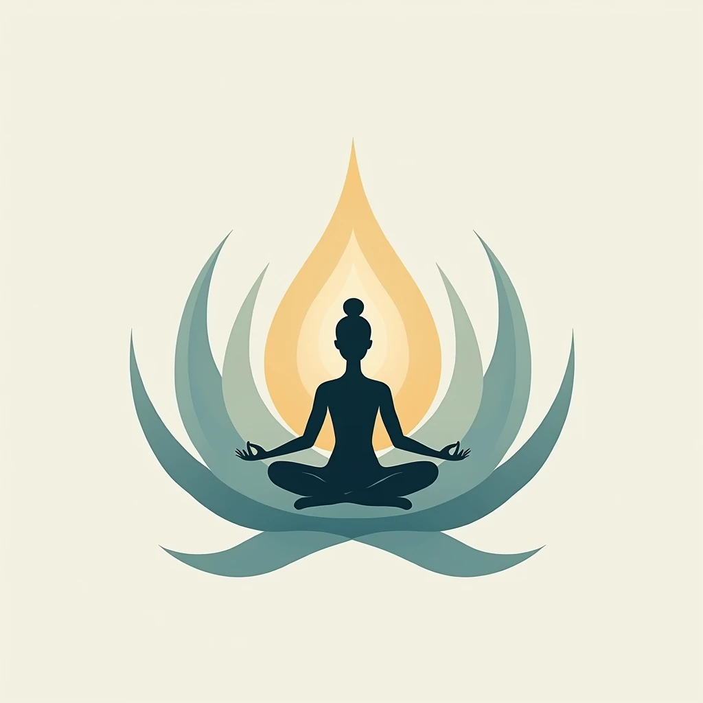 Crea un logotipo estilo plano, meditation, fondo blanco, naturaleza, yoga, mujer