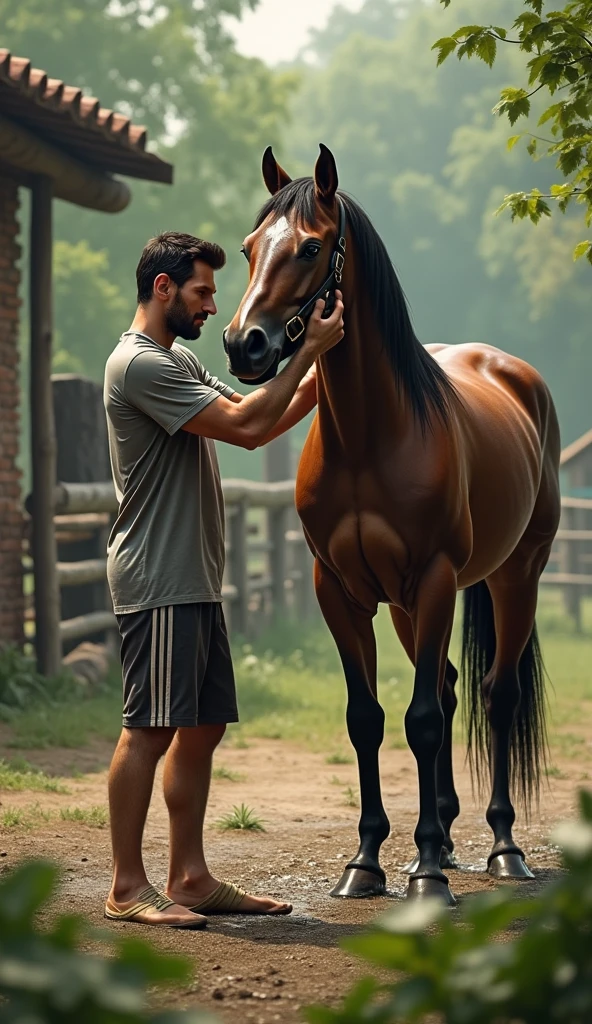 A man sitting on a horse with his baby girl