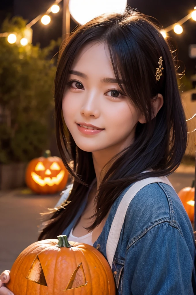 masterpiece , top quality , woman , black wizard hat , black wizard clothes, bangs , smile , indoor