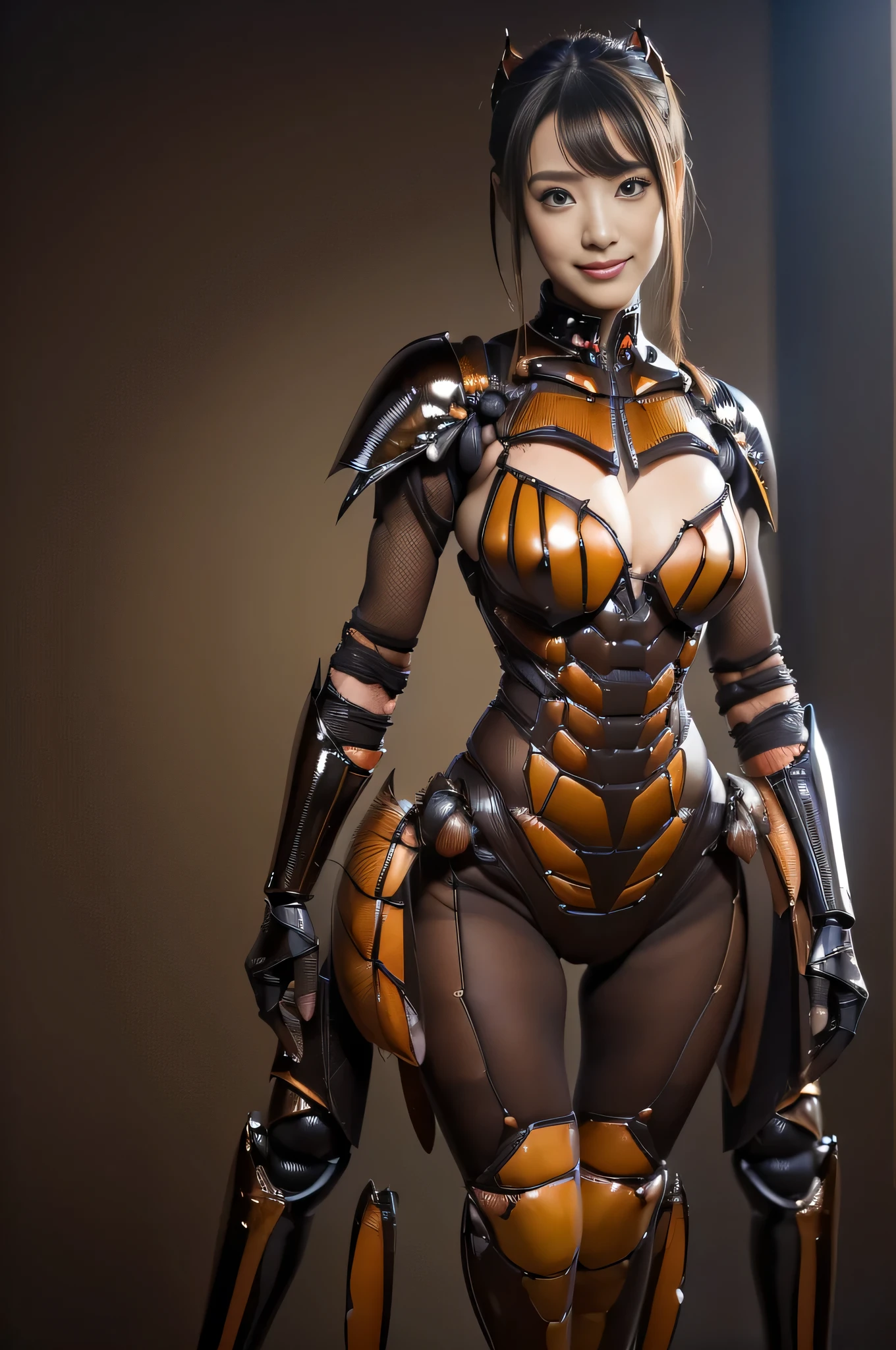 (high resolution,masterpiece,best quality,extremely detailed CG, anime, official art:1.4), realistic, photo, amazing fine details, all intricate, gloss and shiny,awesome many layers, 8k wall paper, 3d, sketch, kawaii, illustration,( solo:1.4), perfect female proportion,villainess, (fusion of dark brown cockroach and lady:1.4), (brown cockroach form lady:1.2), (brown cockroach lady:1.2), (fusion:1.2), (solo:1.4), (evil smile:1.2), muscular, abs, (cockroach brown exoskeleton bio insect suit:1.4), (cockroach brown exoskeleton bio insect armor:1.2), (brown transparency cockroach wing:1.4), (brown cockroach antennae:1.3),