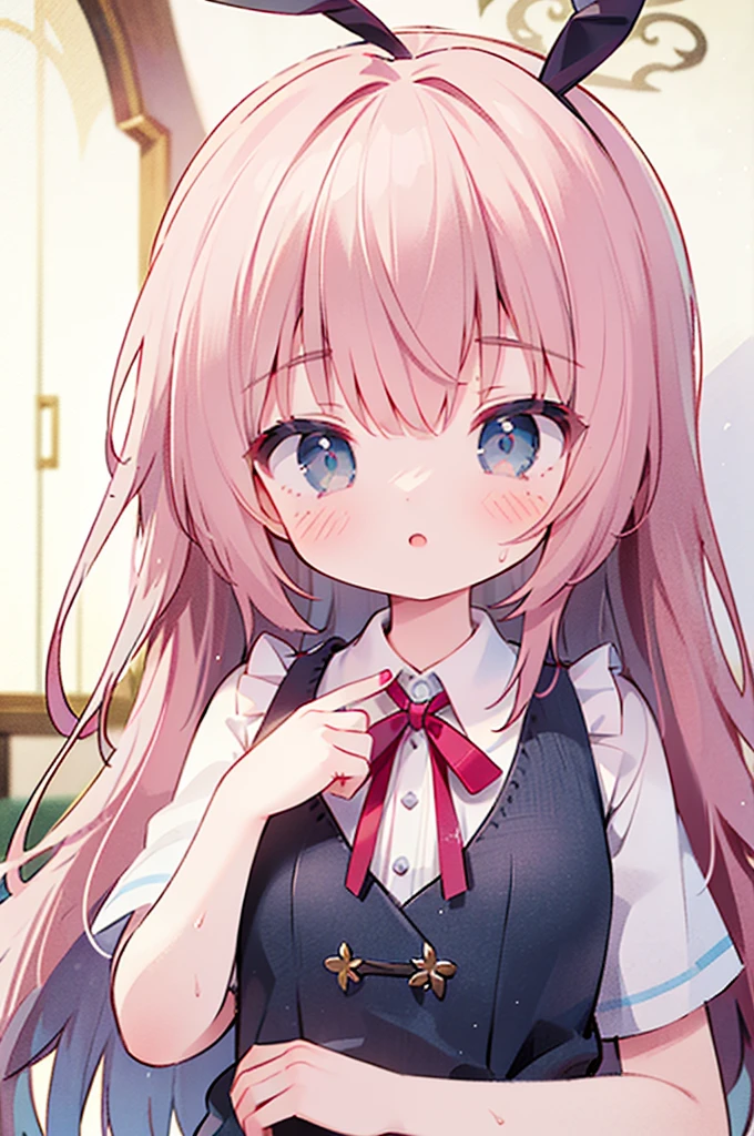 1girl, , cute, blushing, looking at viewer, starry sparkling eyes, blushing, school dress