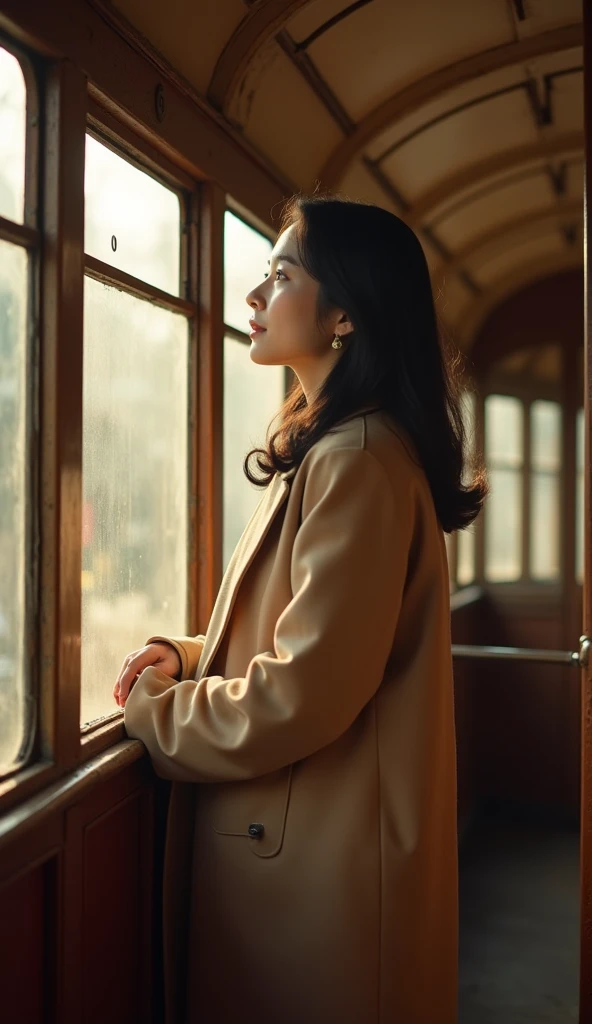 (Best quality, Ultra detailed, Golden ratio, Masterpiece:1.2), Theatrical lighting:0.7, Photo of a woman, dressed in a very elegant and pretty dress, Perfect rare face, (Highly detailed skin), randomly dyed hair, Hide your mouth with your hands、Ridicule, skin texture, Pale skin, shiny skin, (thin, large size:1.2), [:(Sharp focus on rare face, perfect eyes:1.2):0.2], photorealistic, film grain, Put one foot forward、from below looking up、look at camera、Emphasize the shoulders, Focus on face、Stockings、glasses、Smile with corners of mouth raised、disdainful expression, summer haze, muted colors, muted warm colors, Photo cinematic portrait of a woman dressed in a striped dress sitting by the window in the early morning, cinematic, (tilted:1.3) (on an old train) look cautious, standing under a spotlight, volumetric dust clouds, key light, backlight, soft natural lighting, photography Film grain ISO 400 30 mm lens RAW f1.8 aperture, highly detailed (analog photography:1), colors hdr