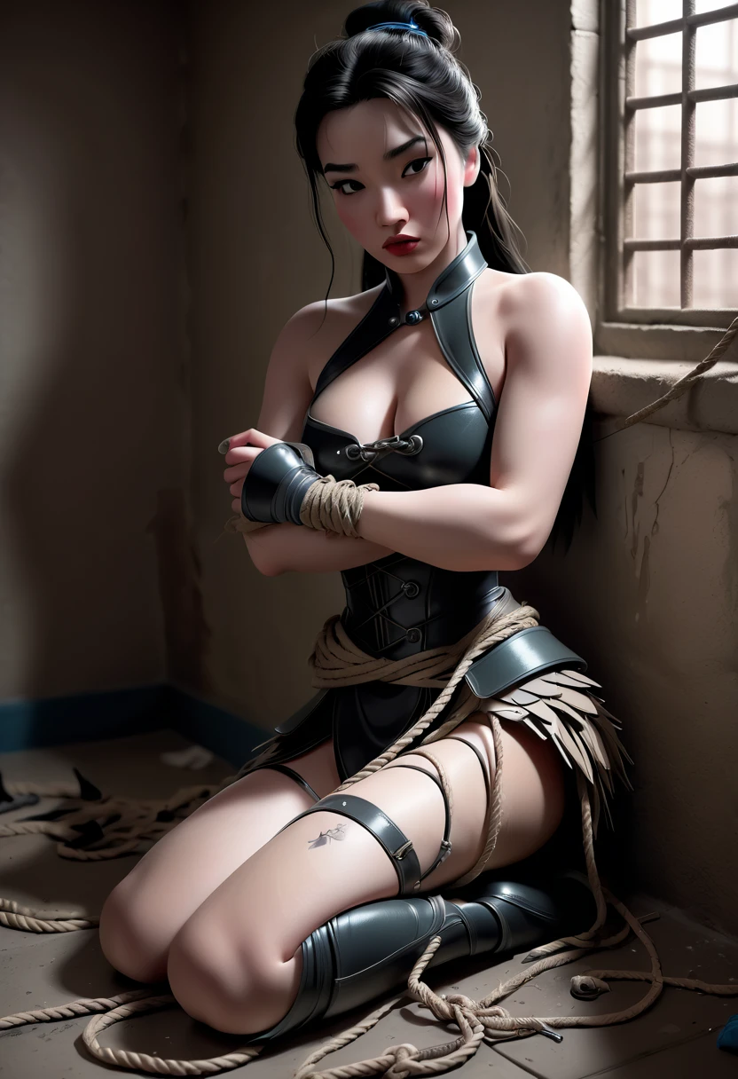 Slave woman kneeling in a cage，Bondage，quadratic element --auto