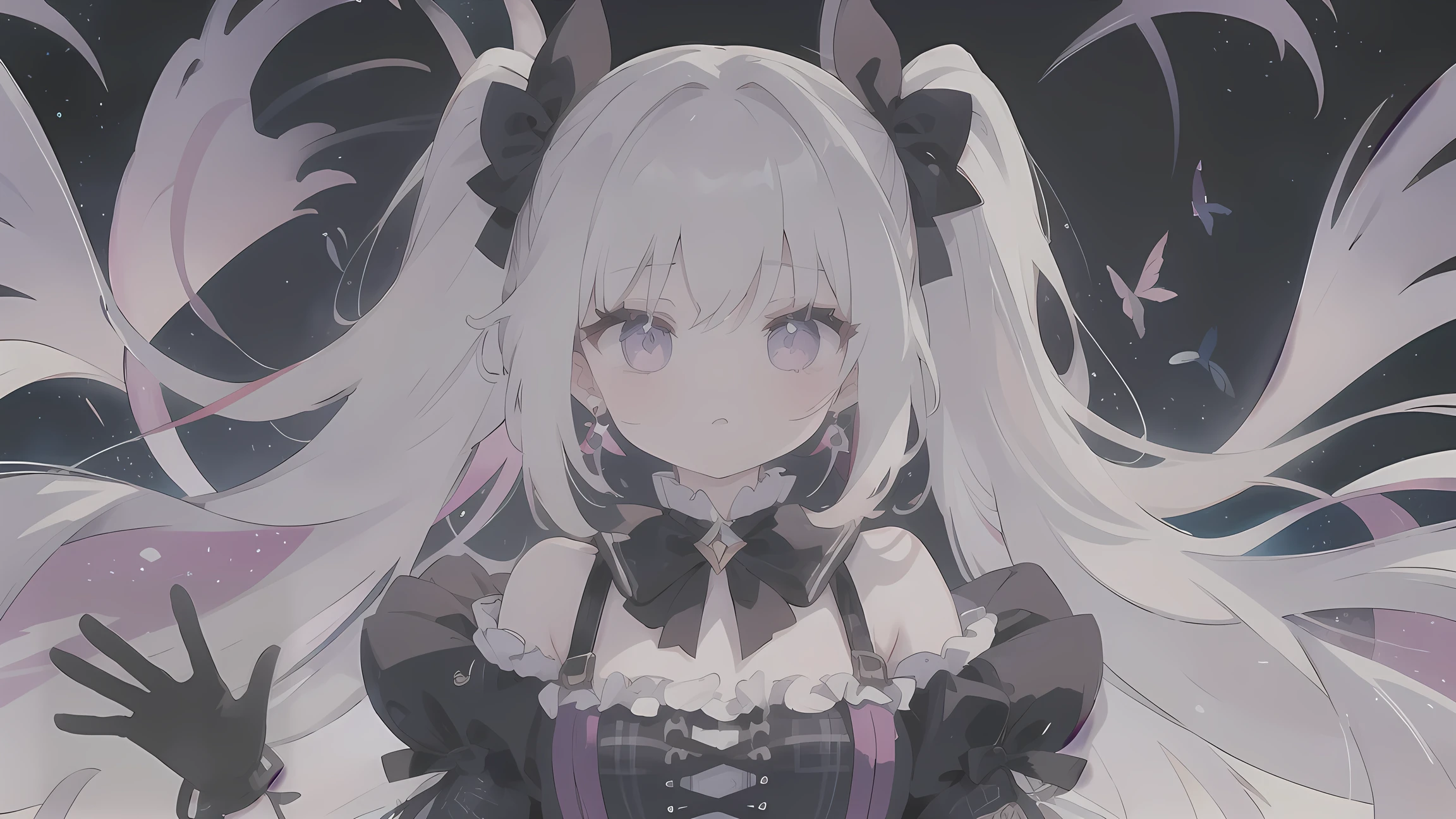 ((masterpiece))((Highest quality))Mouse Ears、girl、smile、blush、Flat Chest、Are thin、、low length、Gray Hair、blush、Are standing、Whole body image、Even your toes are visible、Eye level on face、front、No background、Mouse pose、真frontのアングル