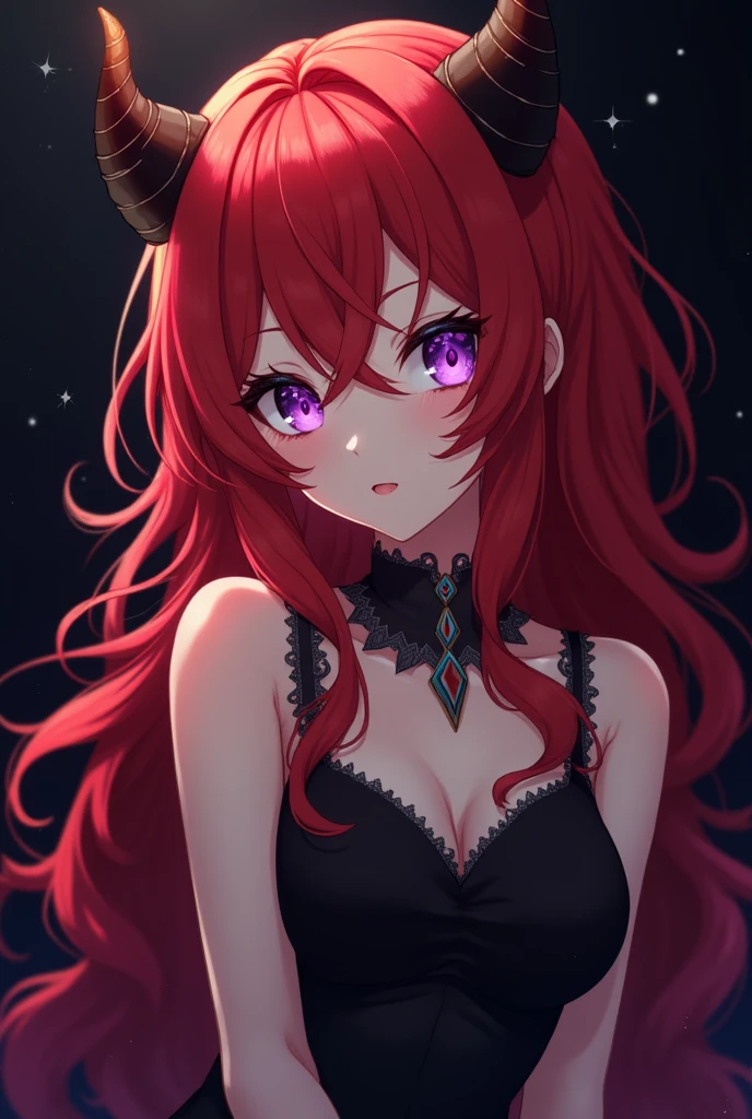 Beautiful Wolf Female, Grey Skin, Red Hair, Yellow Eyes, Black Dress
